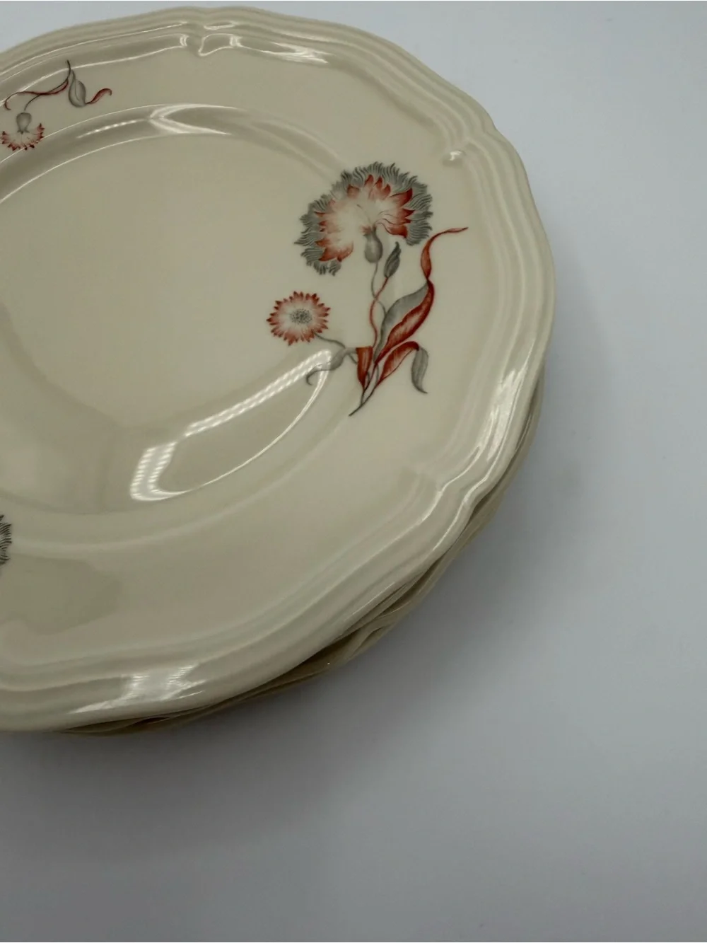 Rosenthal Chippendale Germany Rust Red & Gray  7.5” Salad Plates  Set of 4